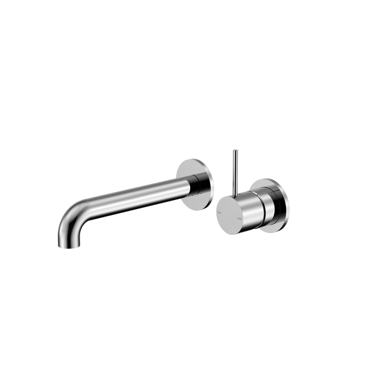 Mecca Wall Basin/Bath Mixer Separate Back Plate Handle Up 230mm Chrome