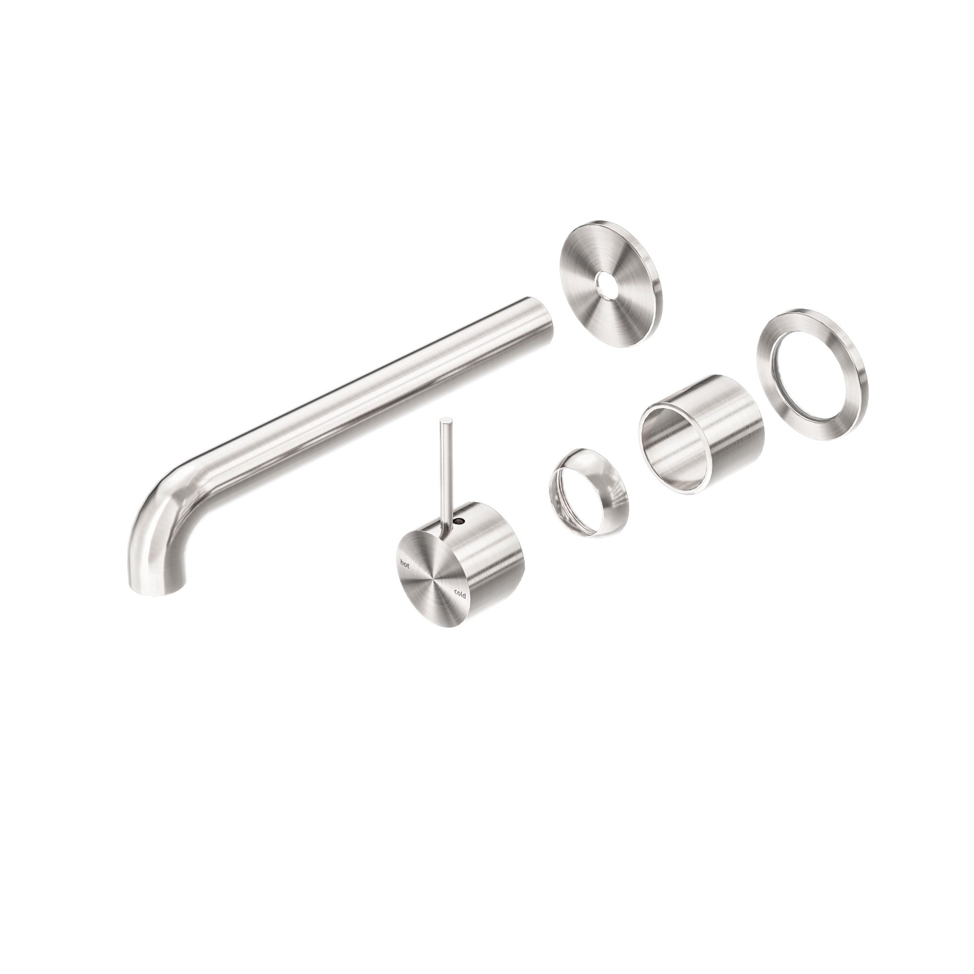 Mecca Wall Basin/Bath Mixer Separate Back Plate Handle Up 230mm Trim Kits Only Brushed Nickel