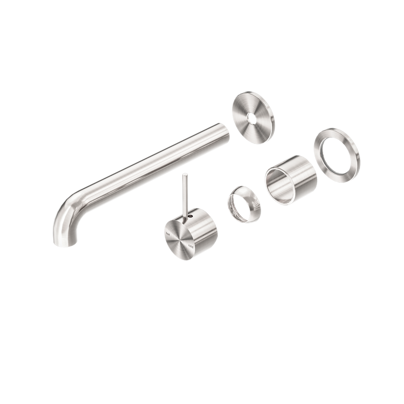 Mecca Wall Basin/Bath Mixer Separate Back Plate Handle Up 230mm Trim Kits Only Brushed Nickel