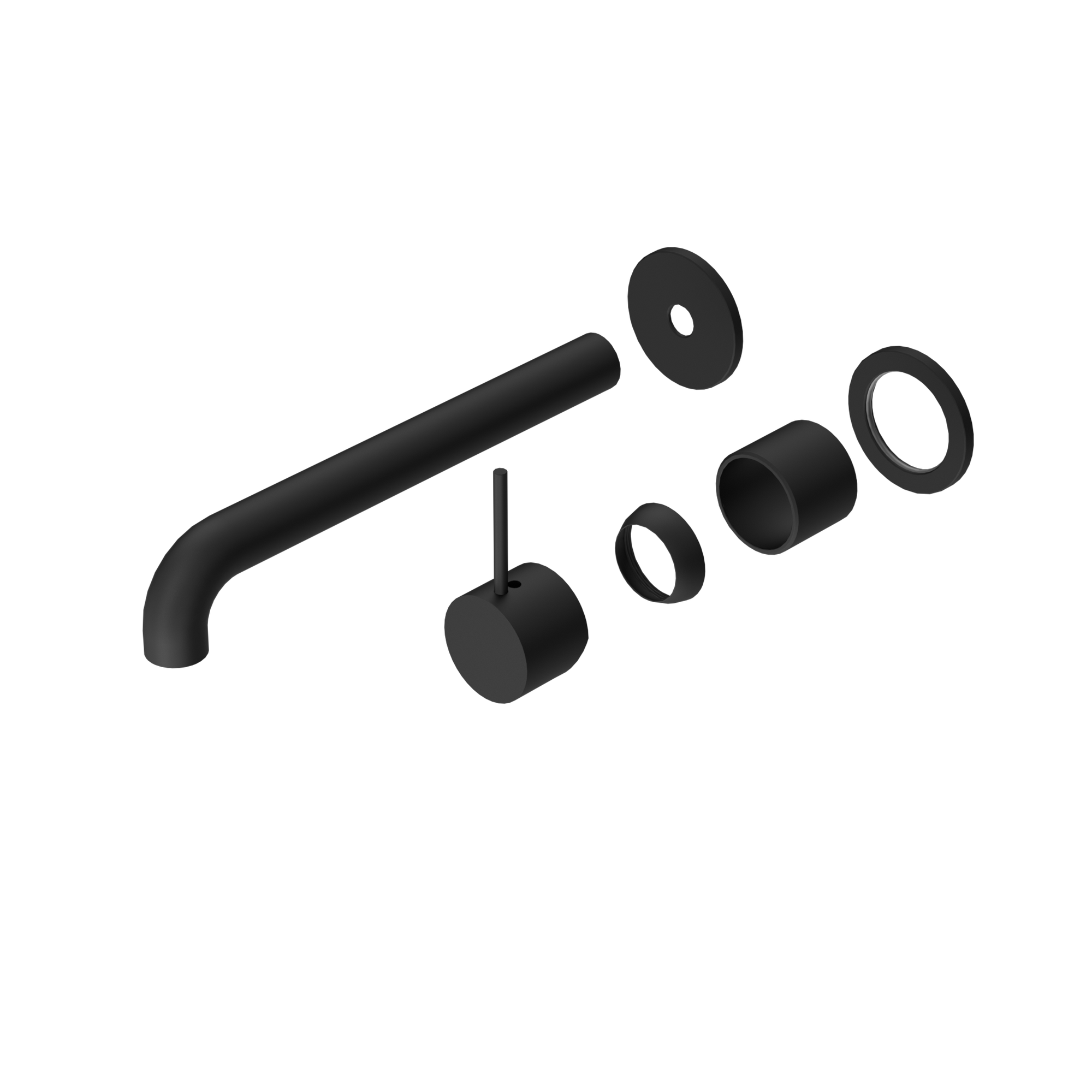 Mecca Wall Basin/Bath Mixer Separate Back Plate Handle Up 230mm Trim Kits Only Matte Black
