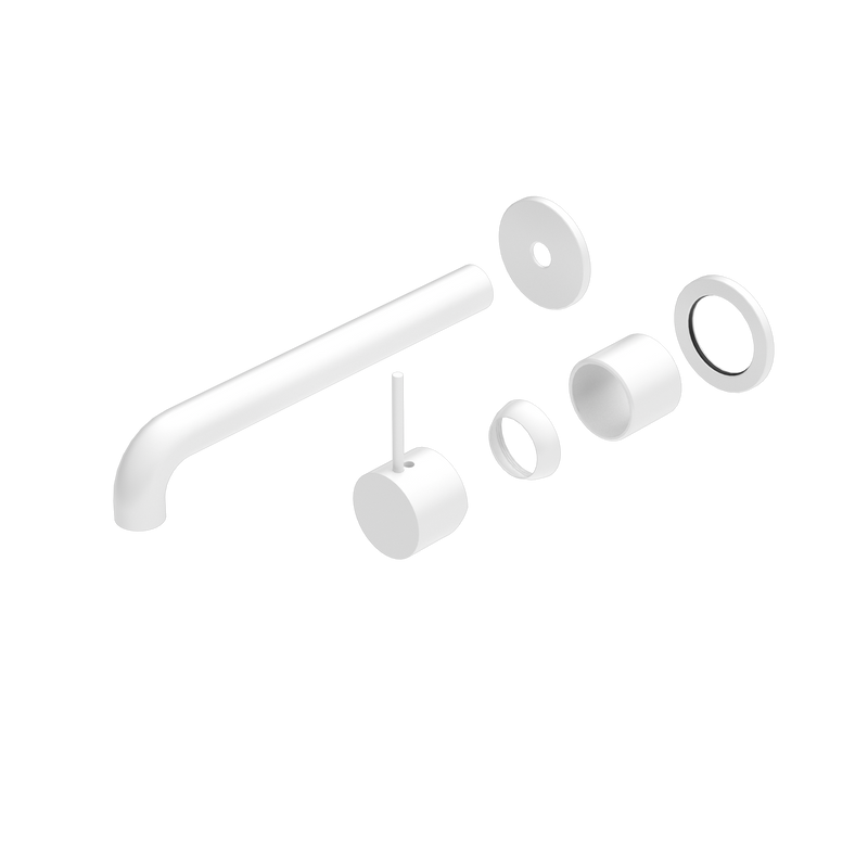 Mecca Wall Basin/Bath Mixer Separate Back Plate Handle Up 230mm Trim Kits Only Matte White