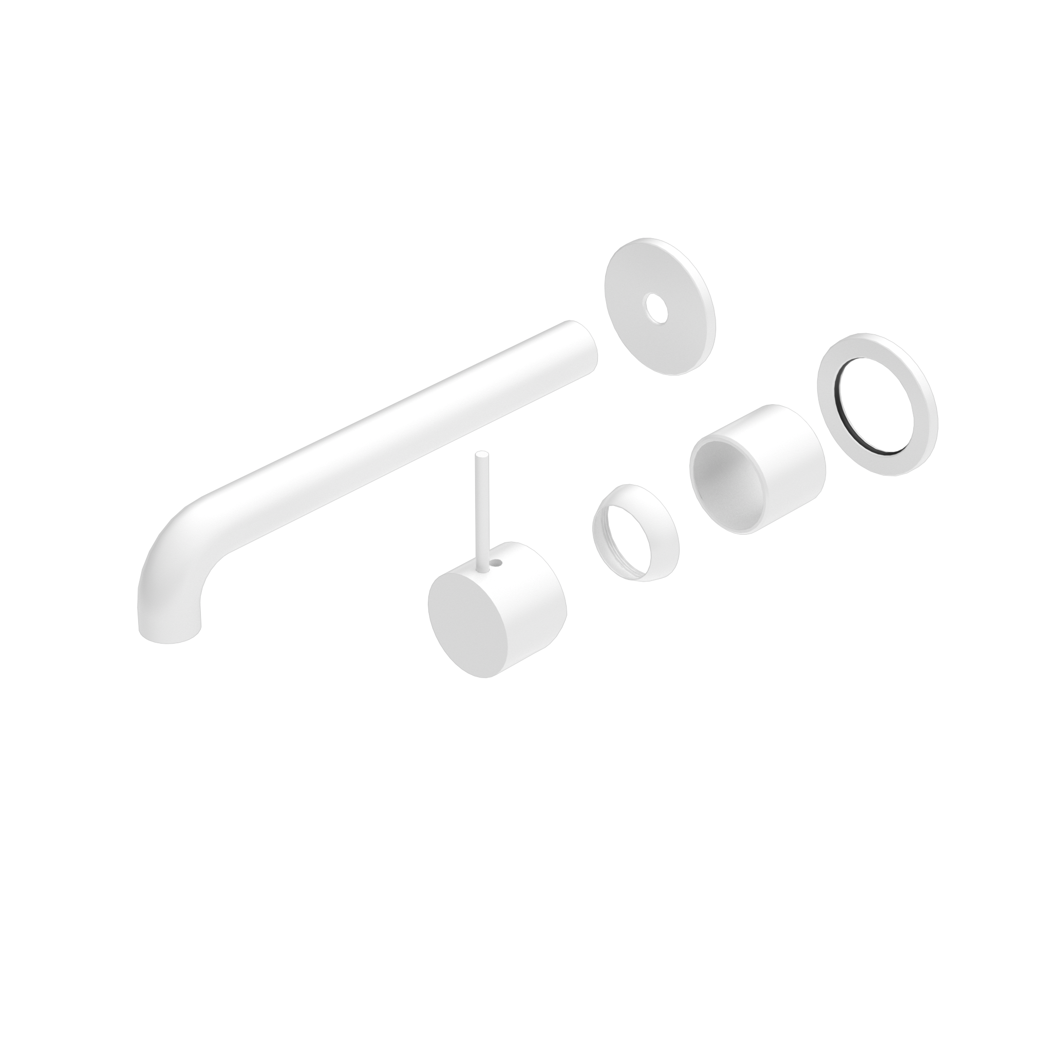 Mecca Wall Basin/Bath Mixer Separate Back Plate Handle Up 230mm Trim Kits Only Matte White