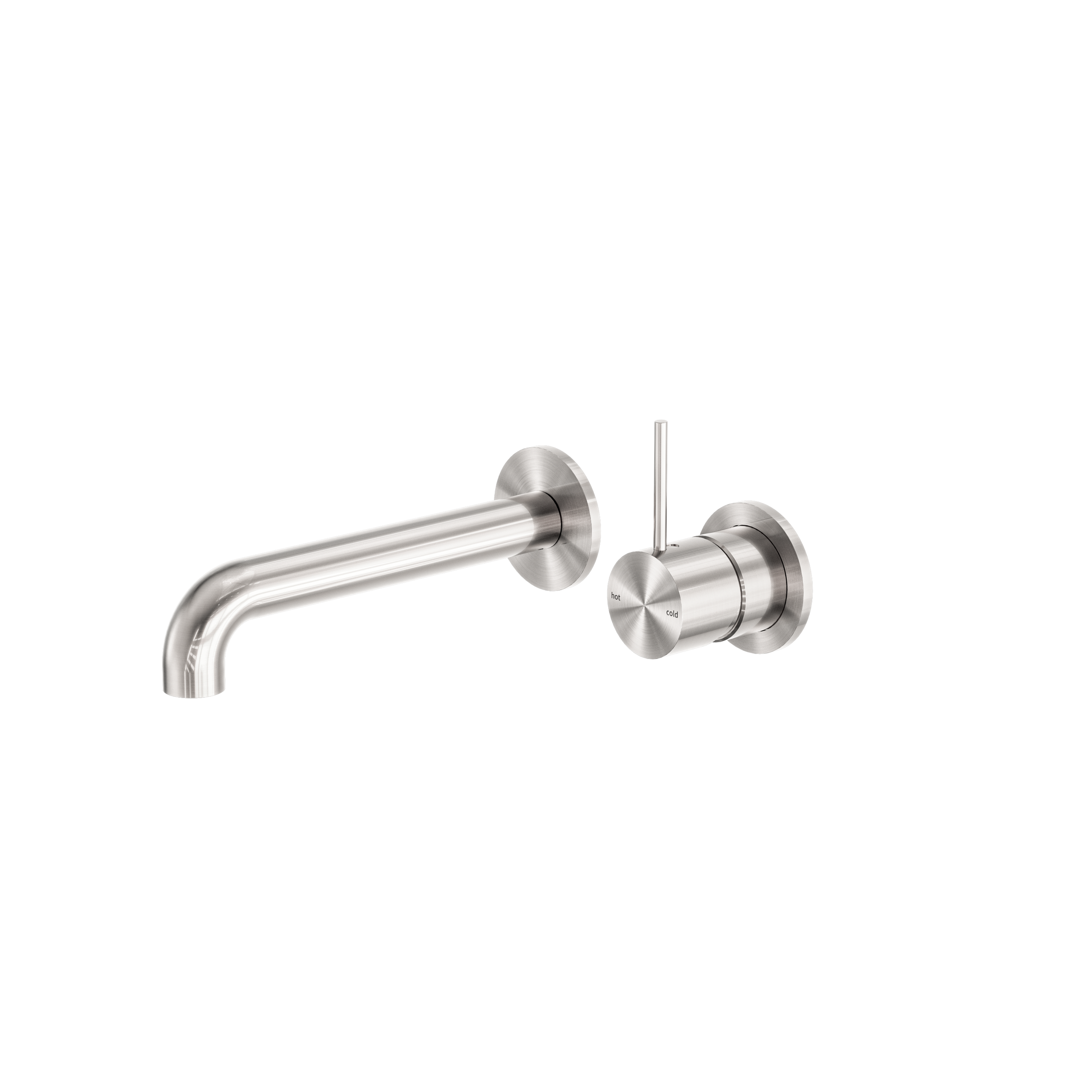 Mecca Wall Basin/Bath Mixer Separate Back Plate Handle Up 260mm Brushed Nickel