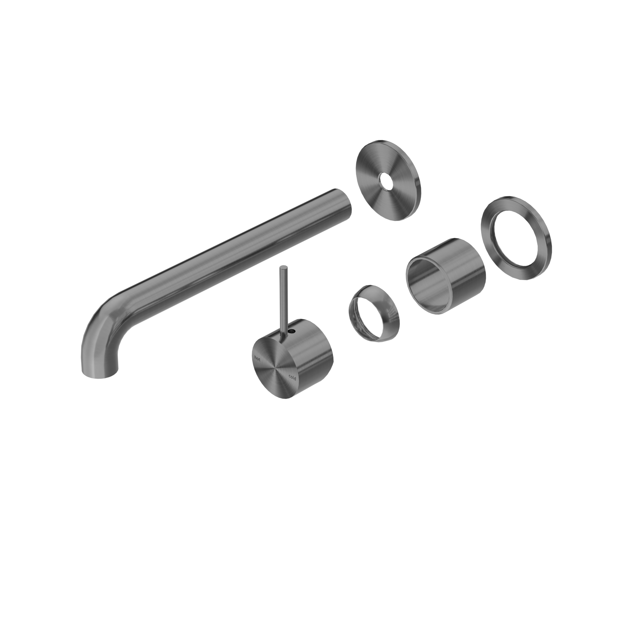 Mecca Wall Basin/Bath Mixer Separate Back Plate Handle Up 260mm Trim Kits Only Gun Metal