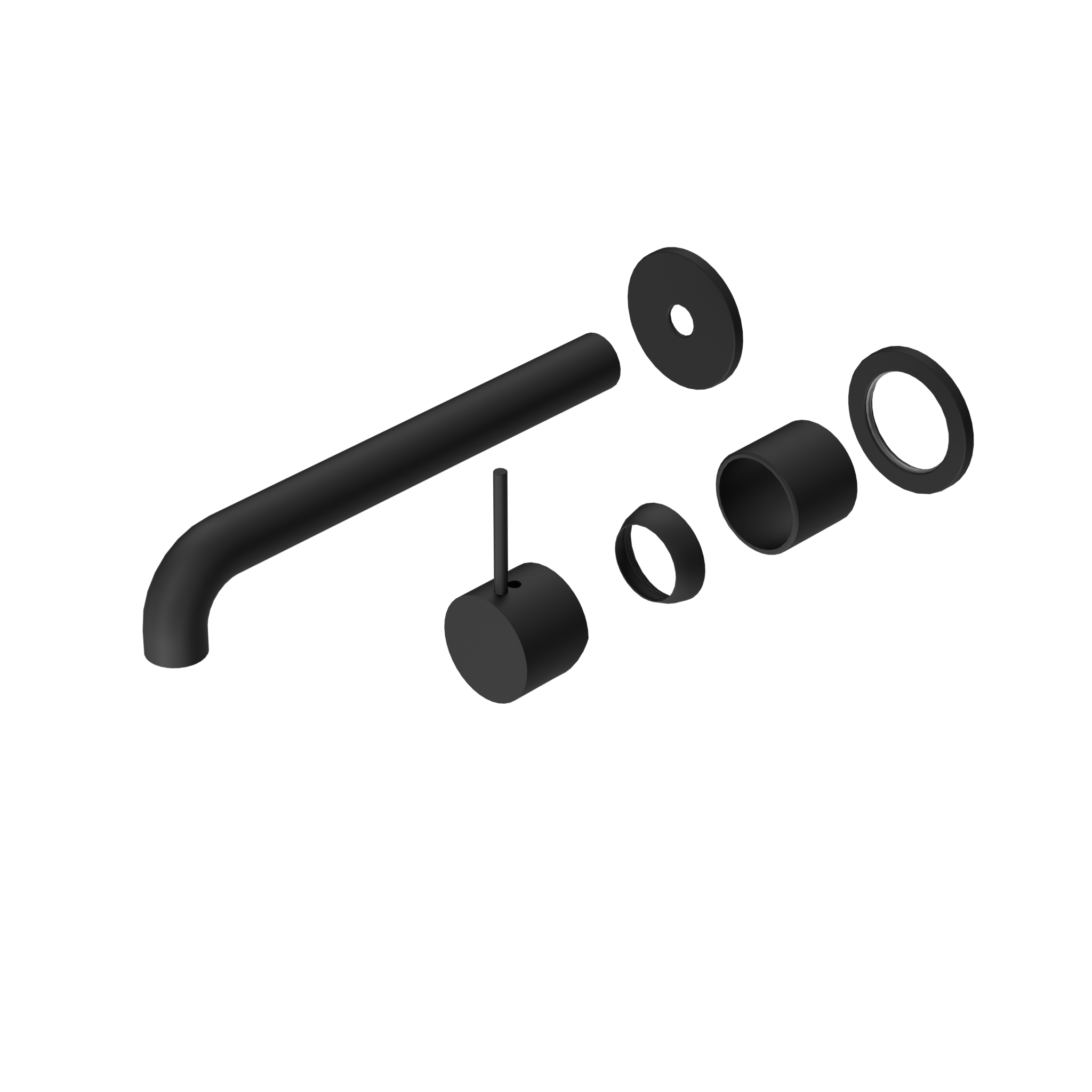 Mecca Wall Basin/Bath Mixer Separate Back Plate Handle Up 260mm Trim Kits Only Matte Black