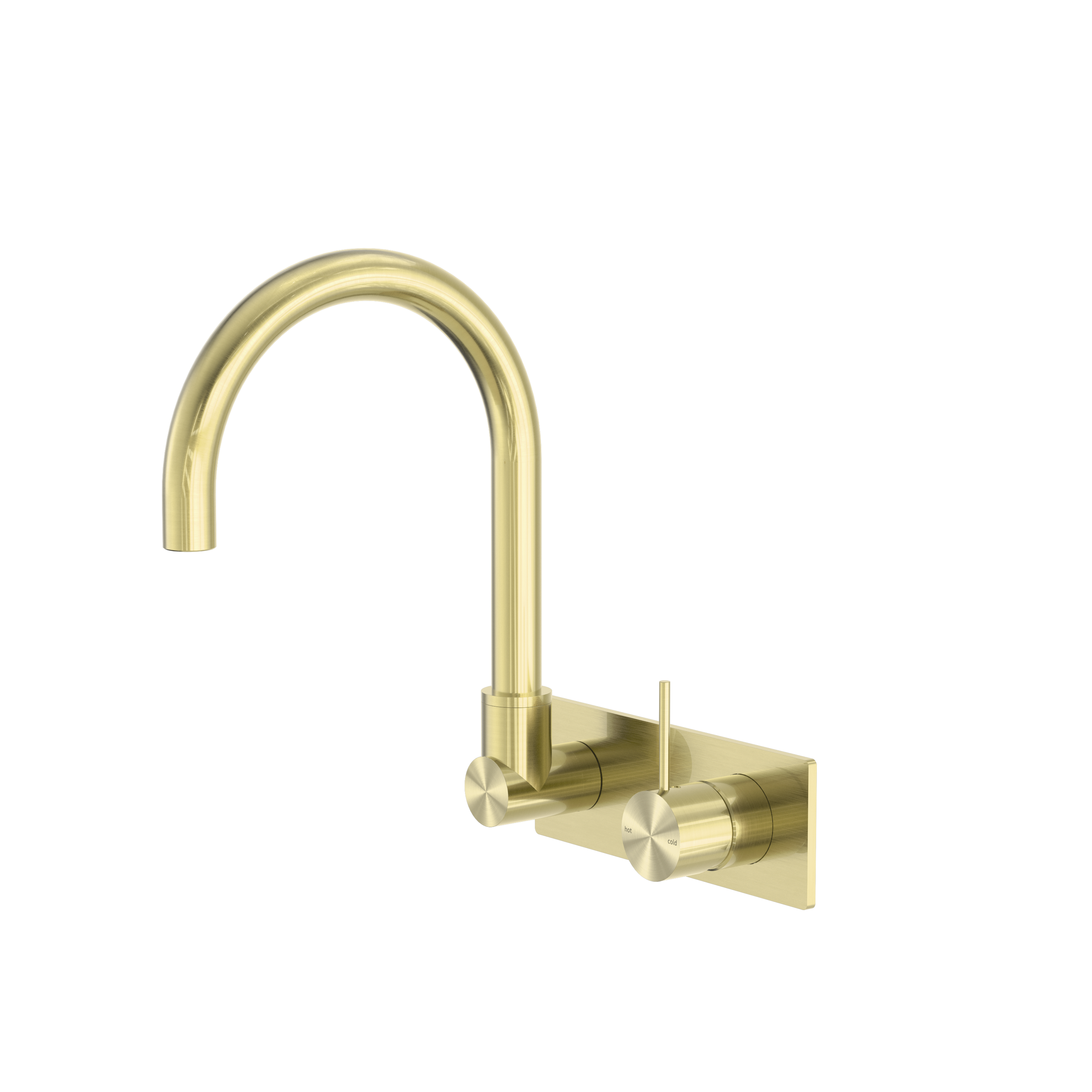 Mecca Wall Basin/Bath Mixer Swivel Spout Handle Up Brushed Gold