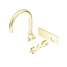 Mecca Wall Basin/Bath Mixer Swivel Spout Handle Up Trim Kits Only Brushed Gold