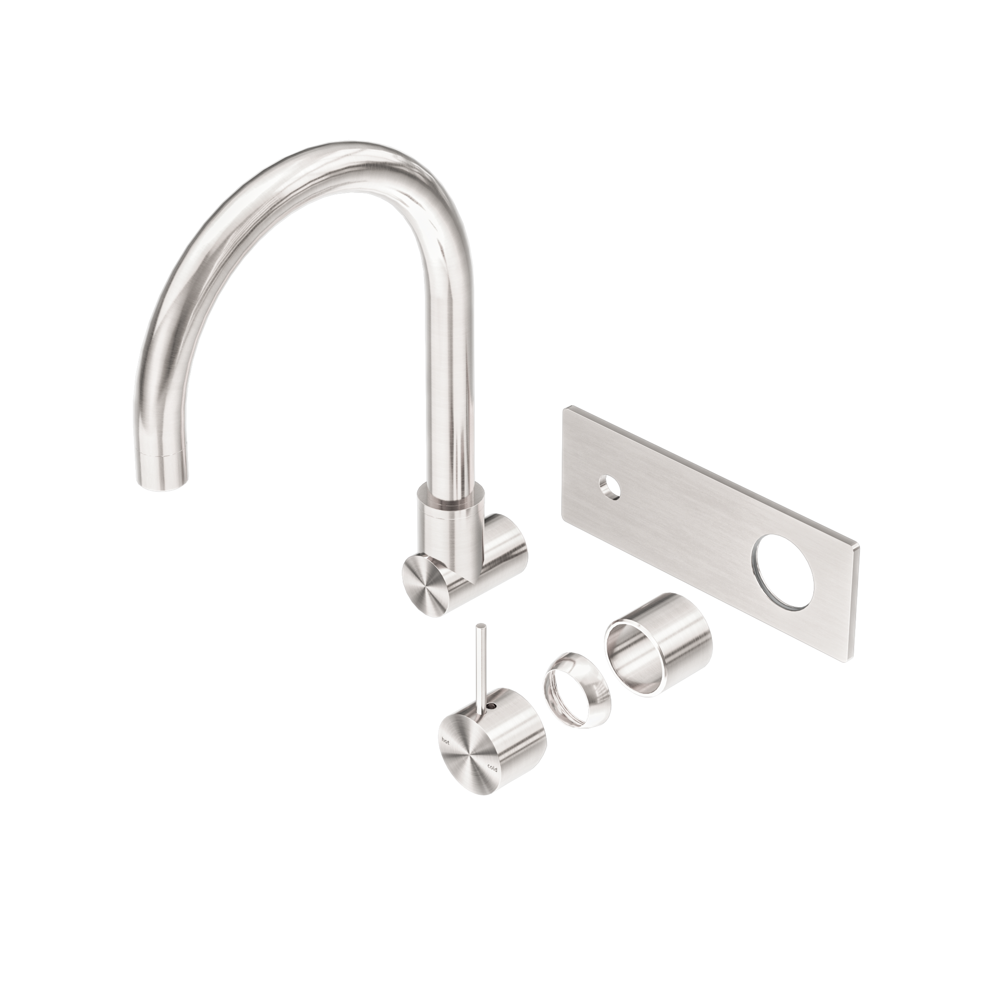 Mecca Wall Basin/Bath Mixer Swivel Spout Handle Up Trim Kits Only Brushed Nickel