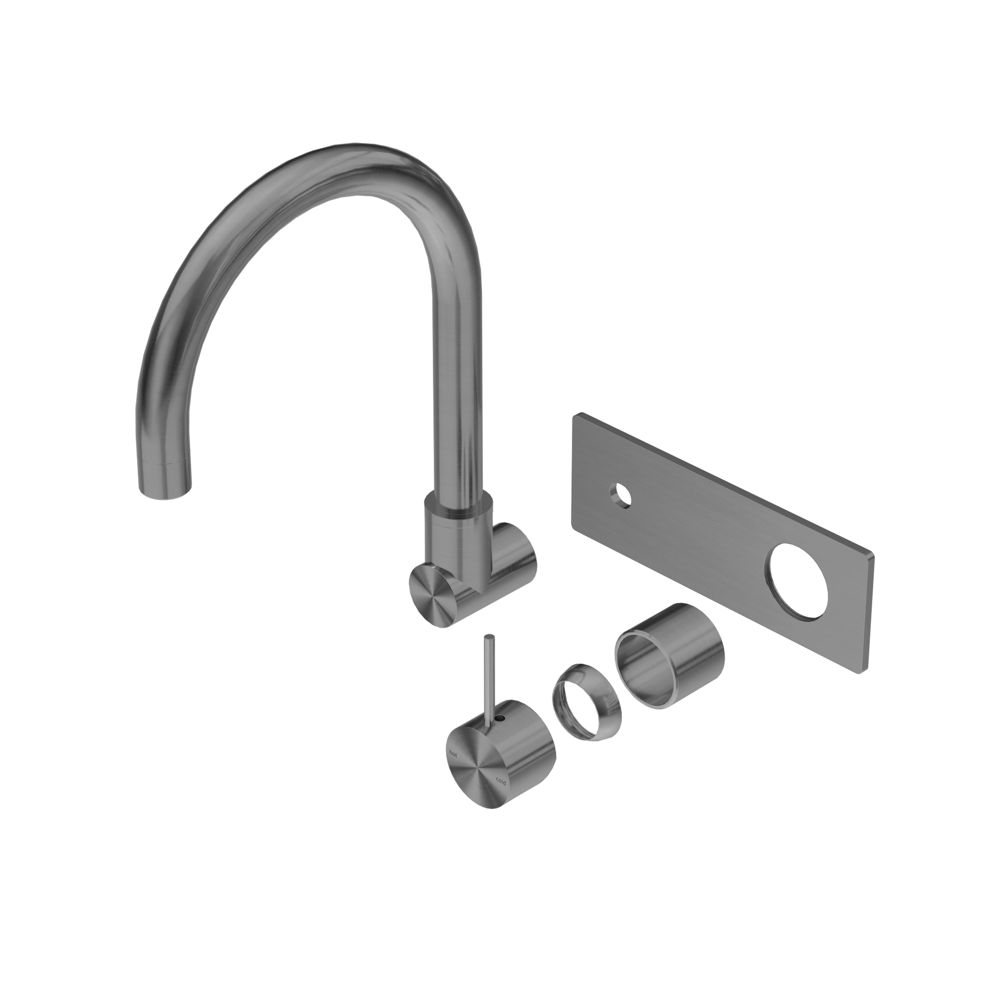 Mecca Wall Basin/Bath Mixer Swivel Spout Handle Up Trim Kits Only Gun Metal