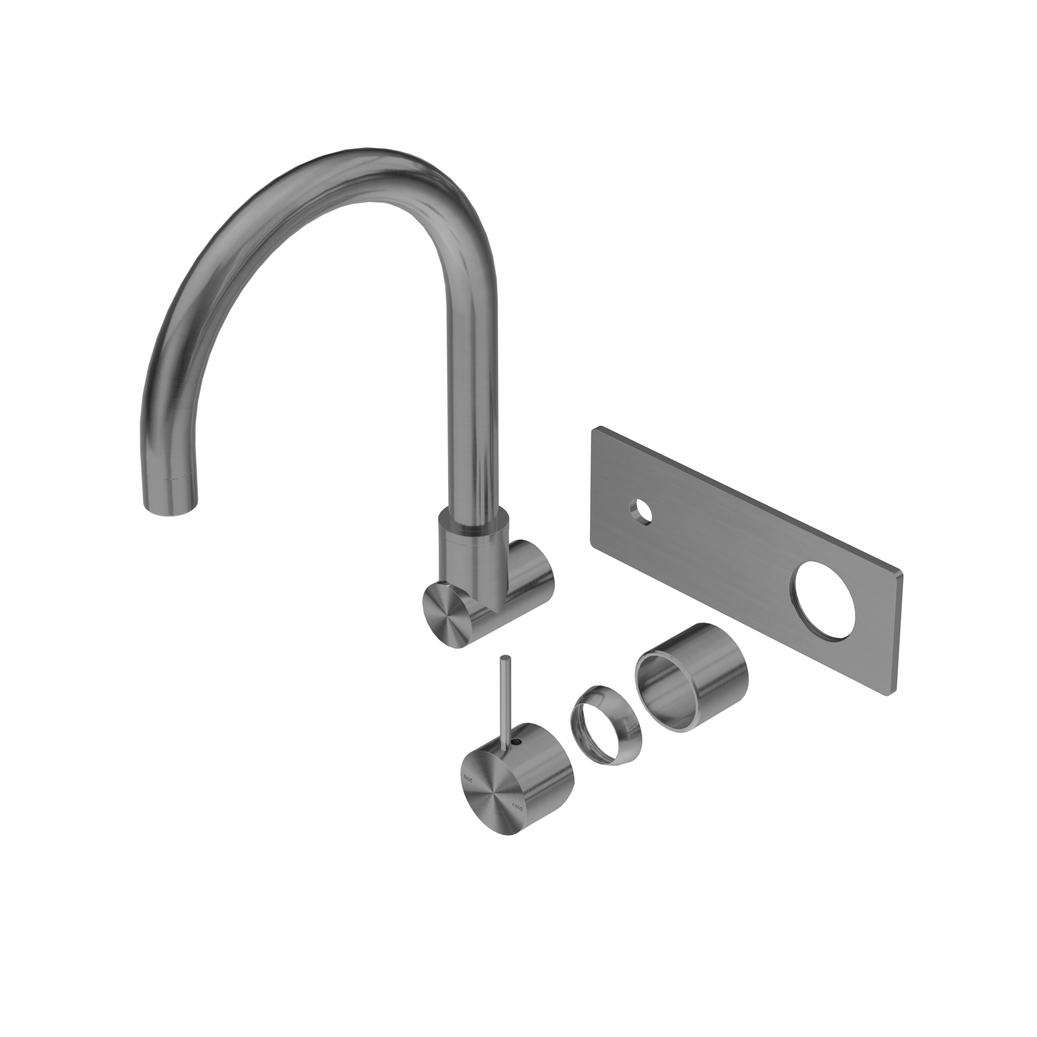 Mecca Wall Basin/Bath Mixer Swivel Spout Handle Up Trim Kits Only Gun Metal