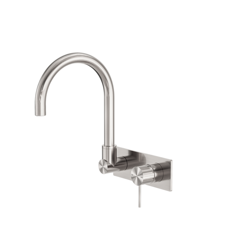 Mecca Wall Basin/Bath Mixer Swivel Spout Brushed Nickel