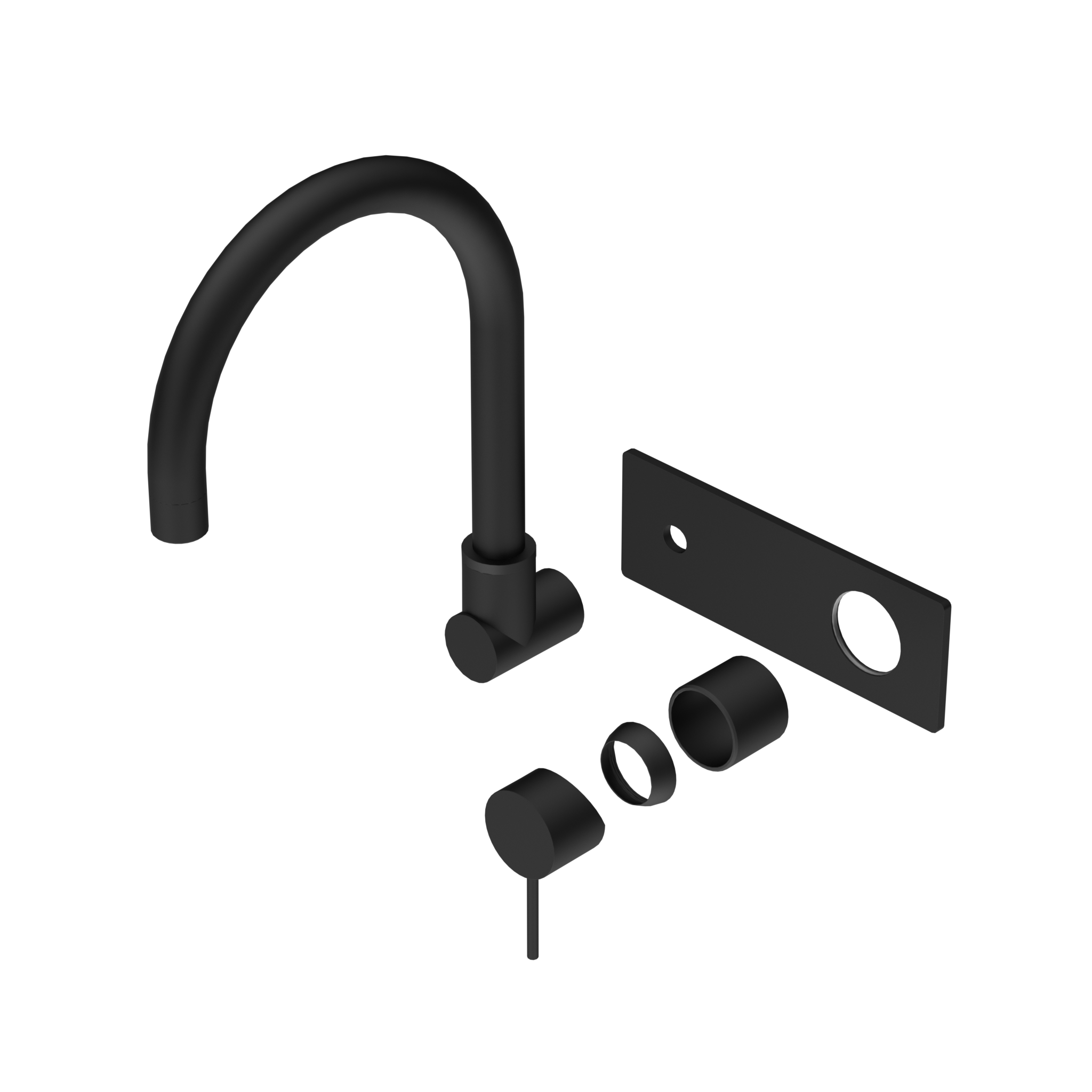 Mecca Wall Basin/Bath Mixer Swivel Spout Trim Kits Only Matte Black