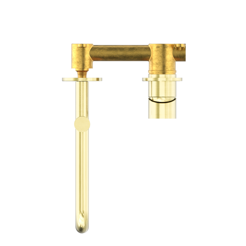 Mecca Wall Basin/Bath Mixer Swivel Spout 225mm Brushed Gold