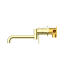 Mecca Wall Basin/Bath Mixer Swivel Spout 225mm Brushed Gold