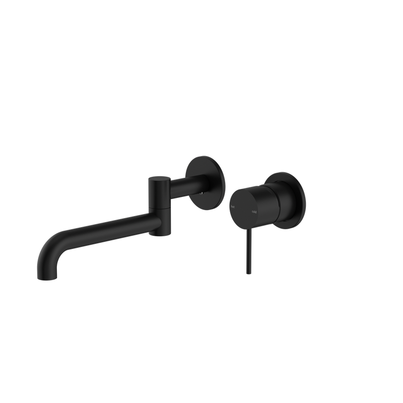 Mecca Wall Basin/Bath Mixer Swivel Spout 225mm Matte Black
