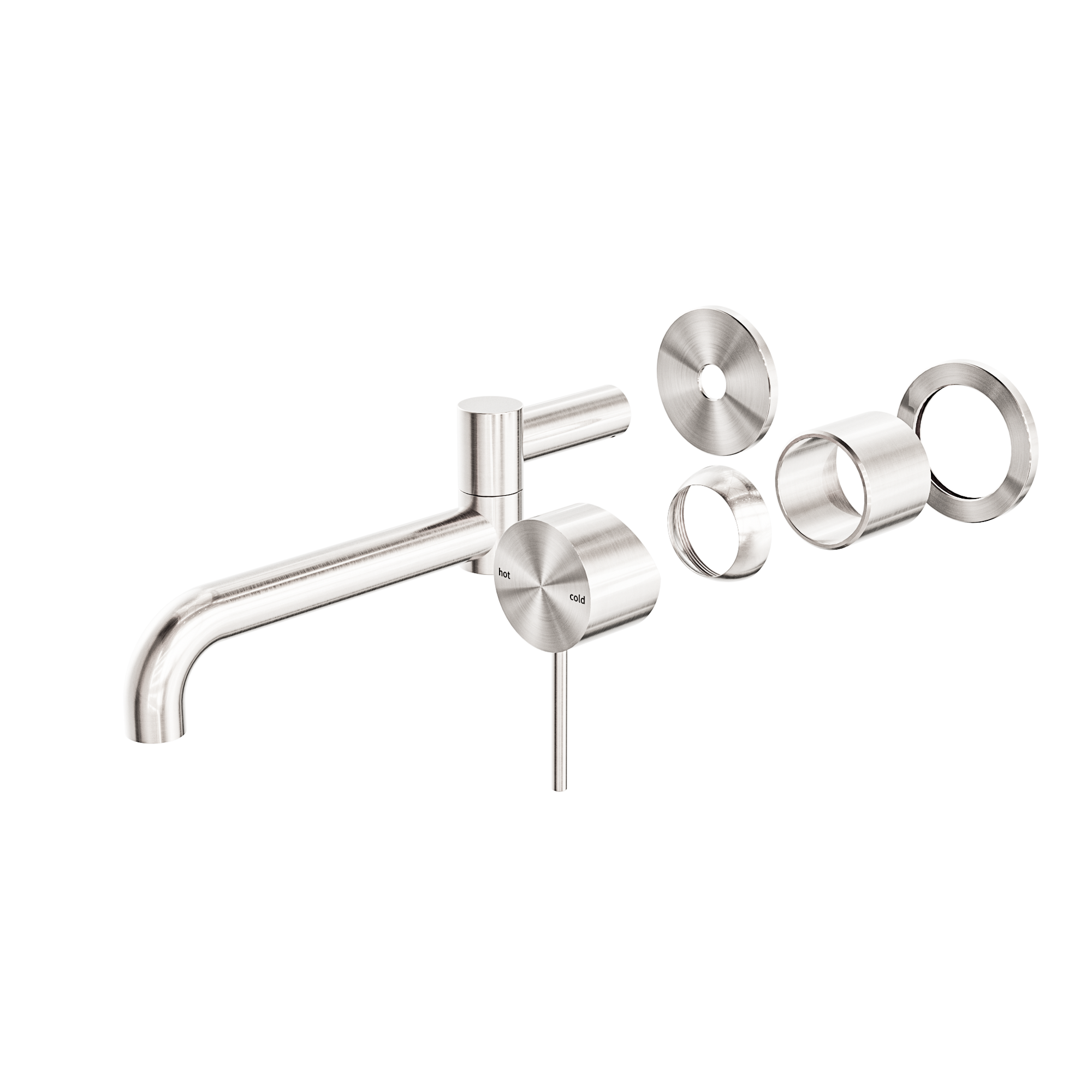 Mecca Wall Basin/Bath Mixer Swivel Spout 225mm Trim Kits Only Brushed Nickel