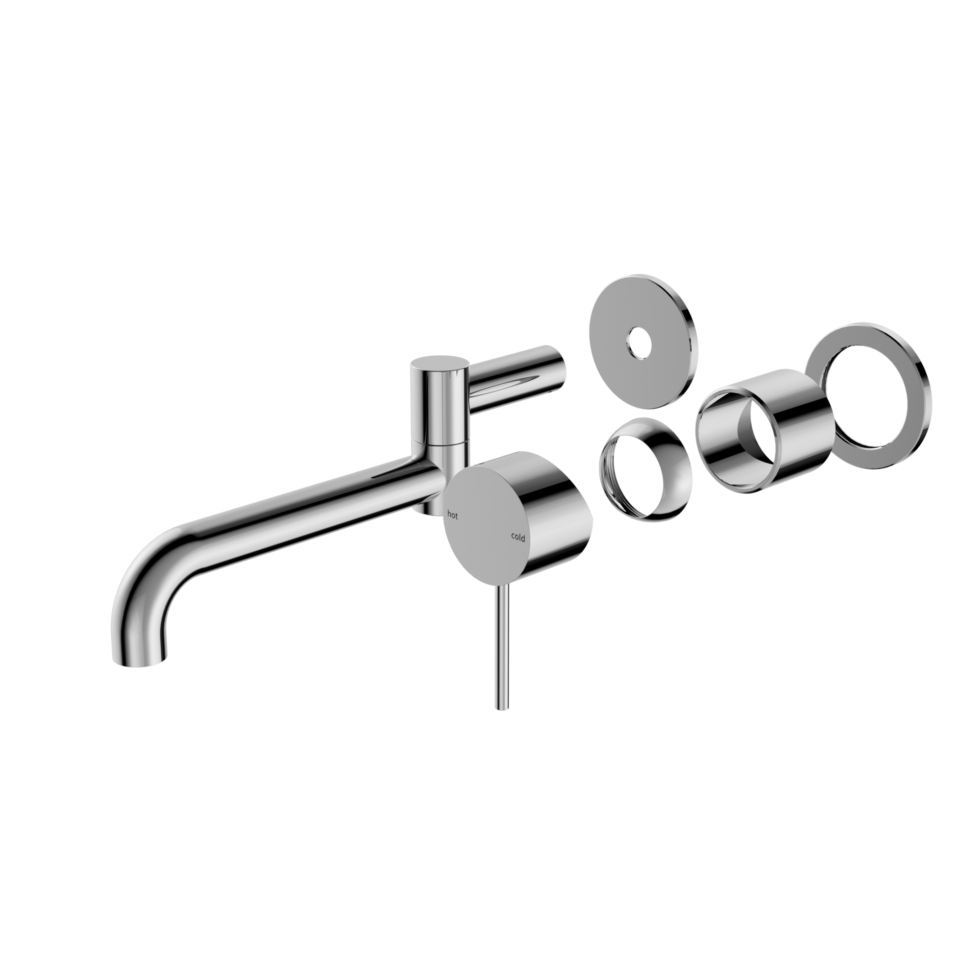 Mecca Wall Basin/Bath Mixer Swivel Spout 225mm Trim Kits Only Chrome