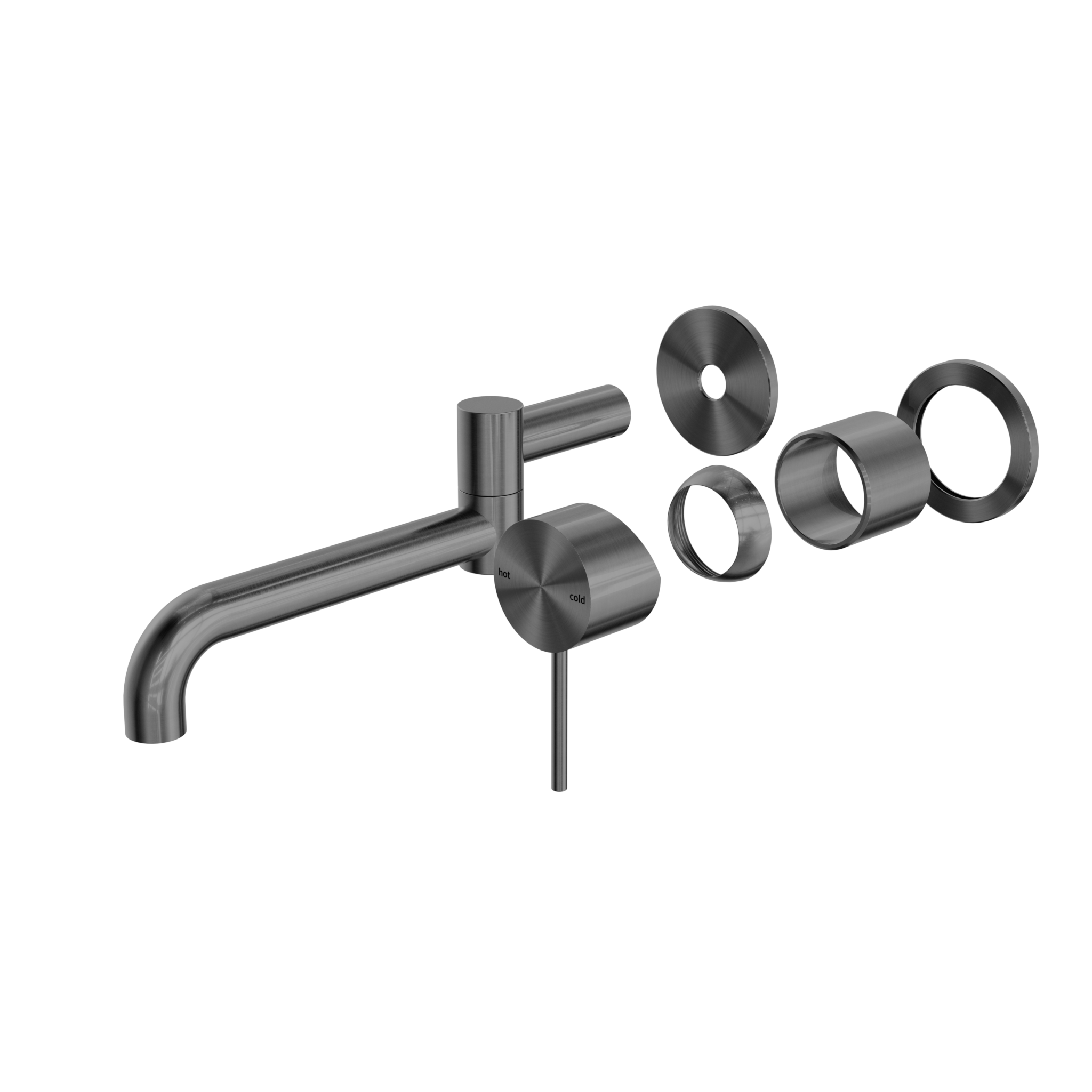 Mecca Wall Basin/Bath Mixer Swivel Spout 225mm Trim Kits Only Gun Metal
