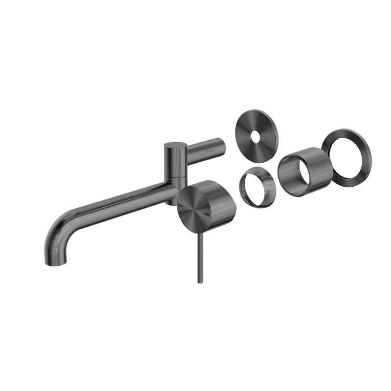 Mecca Wall Basin/Bath Mixer Swivel Spout 225mm Trim Kits Only Gun Metal