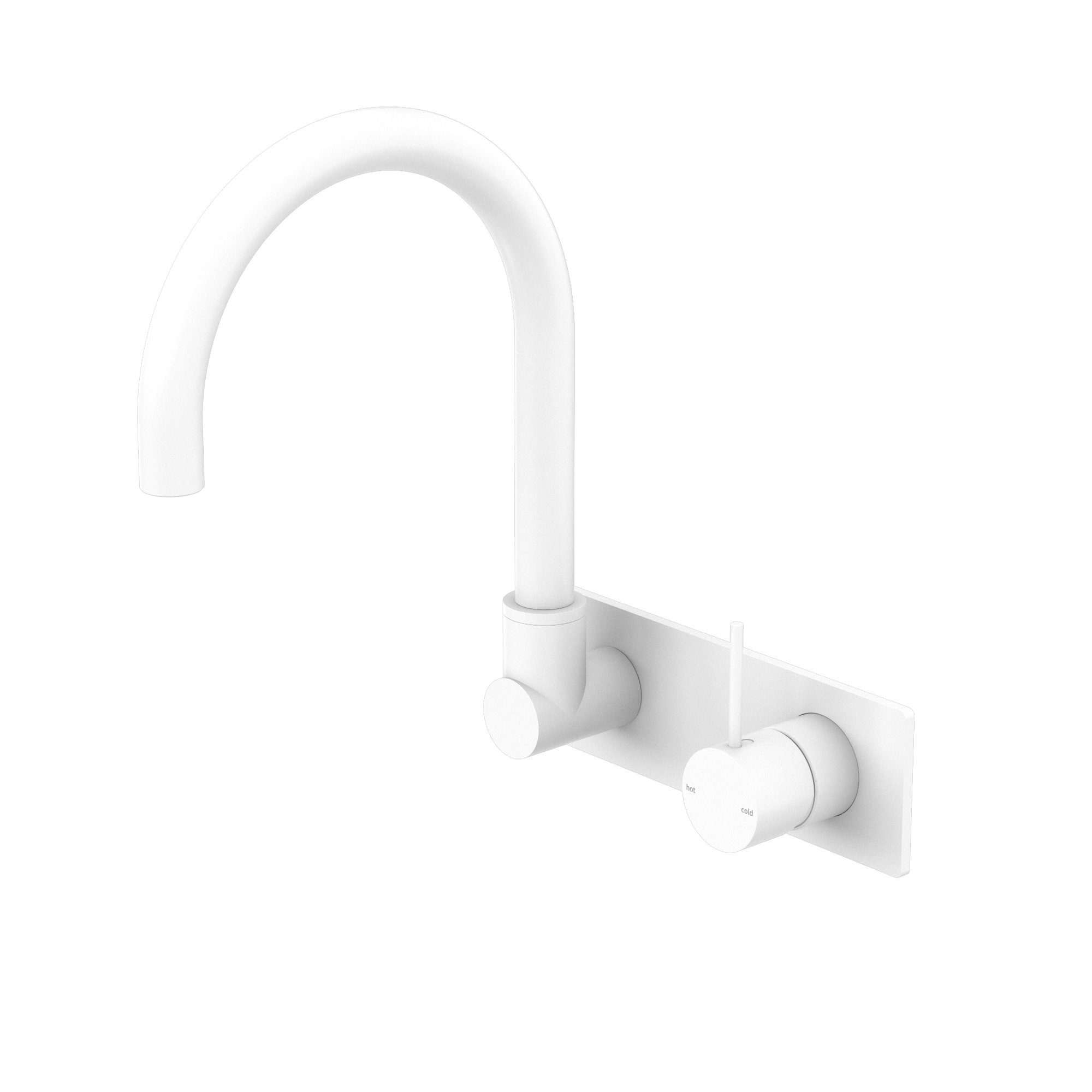 Mecca Wall Basin/Bath Mixer Swivel Spout Handle Up Matte White