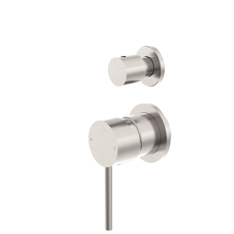 Dolce Shower Mixer With Diverter Separate Back Plate Brushed Nickel