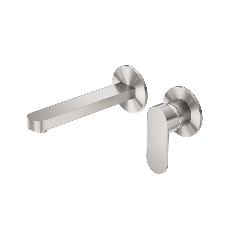 Ecco Wall Basin/Bath Mixer Separate Back Plate Brushed Nickel