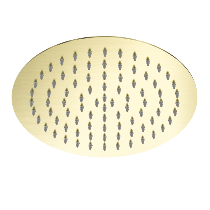 250mm Round Stainless Steel Shower Head 4 Star Rating Brushed Gold