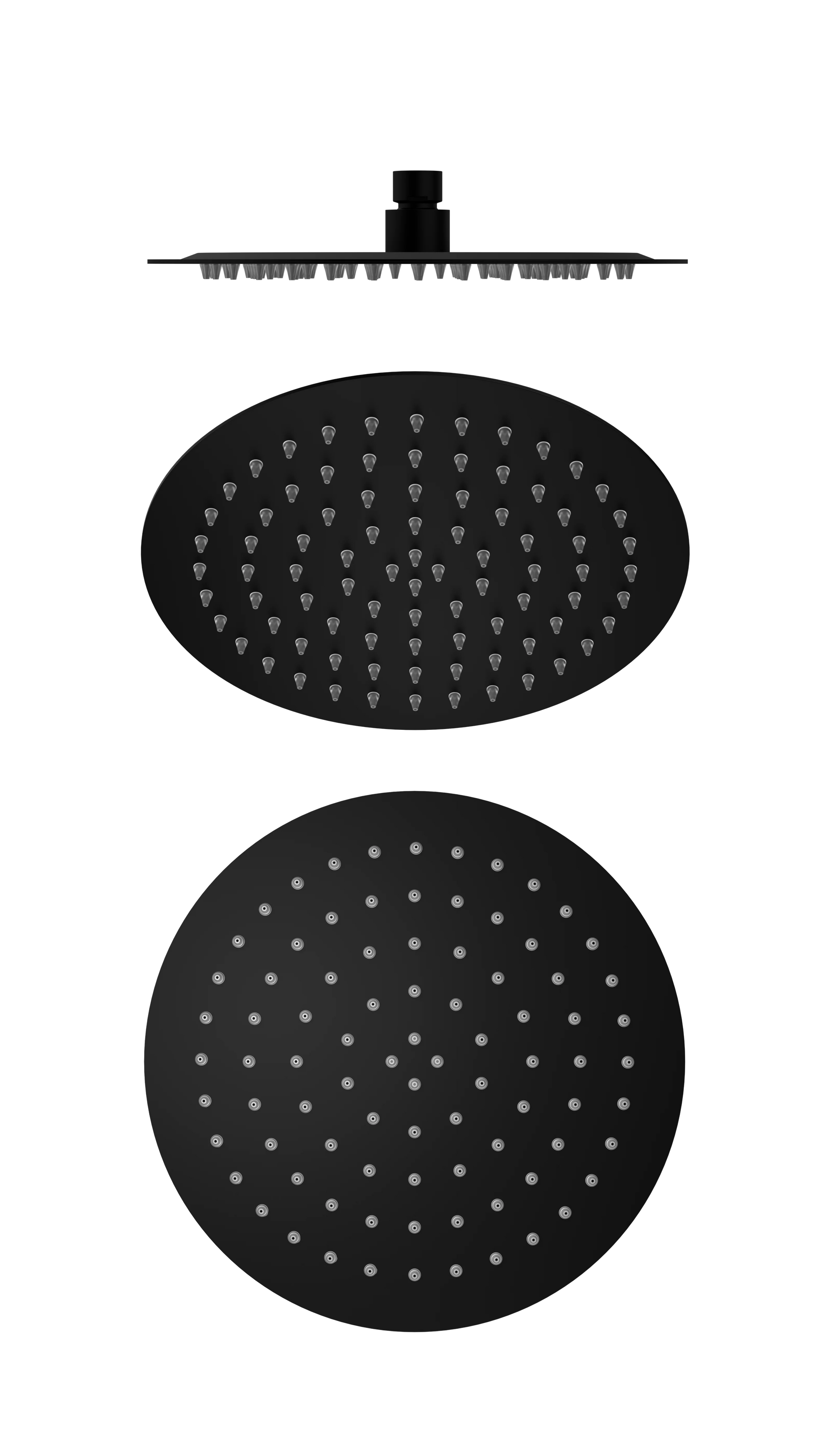 250mm Round Stainless Steel Shower Head 4 Star Rating Matte Black