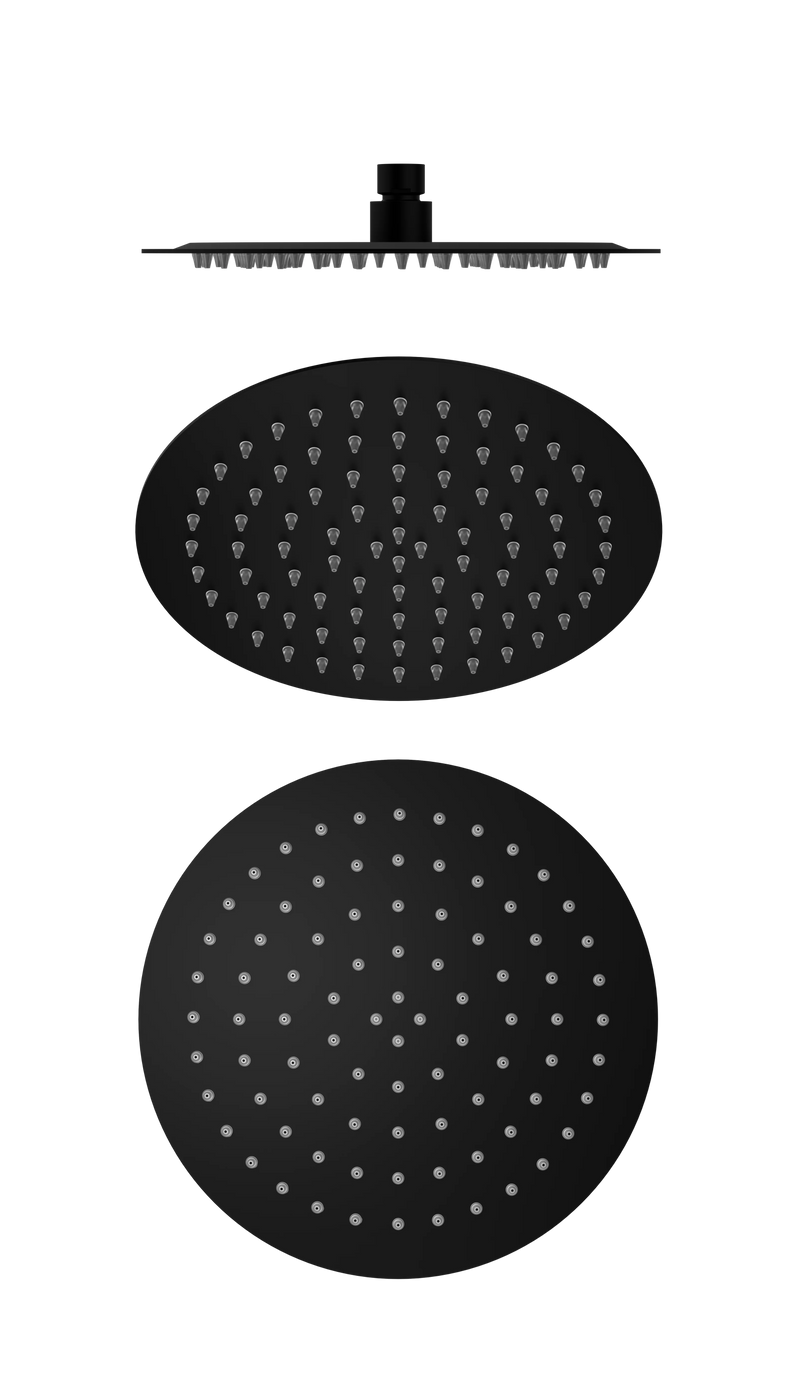 250mm Round Stainless Steel Shower Head 4 Star Rating Matte Black