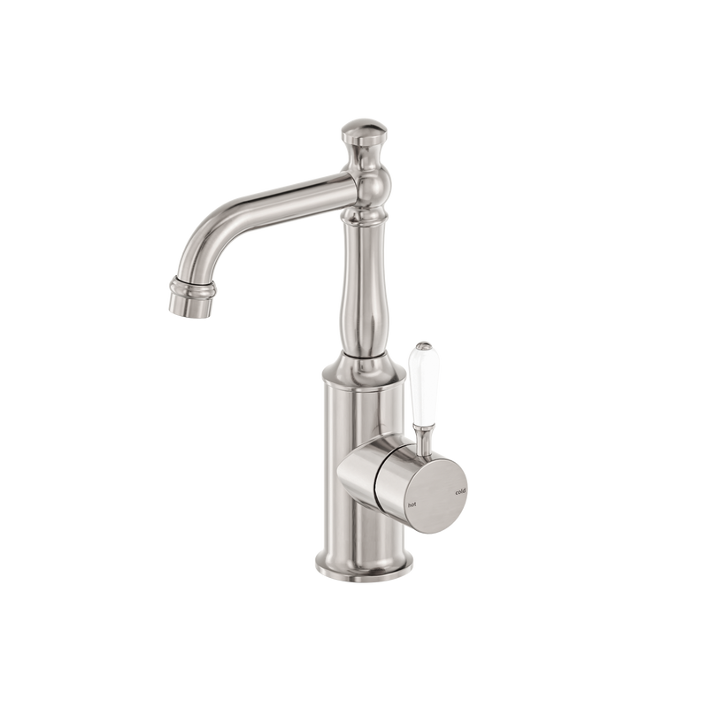 York Basin Mixer With White Porcelain Lever