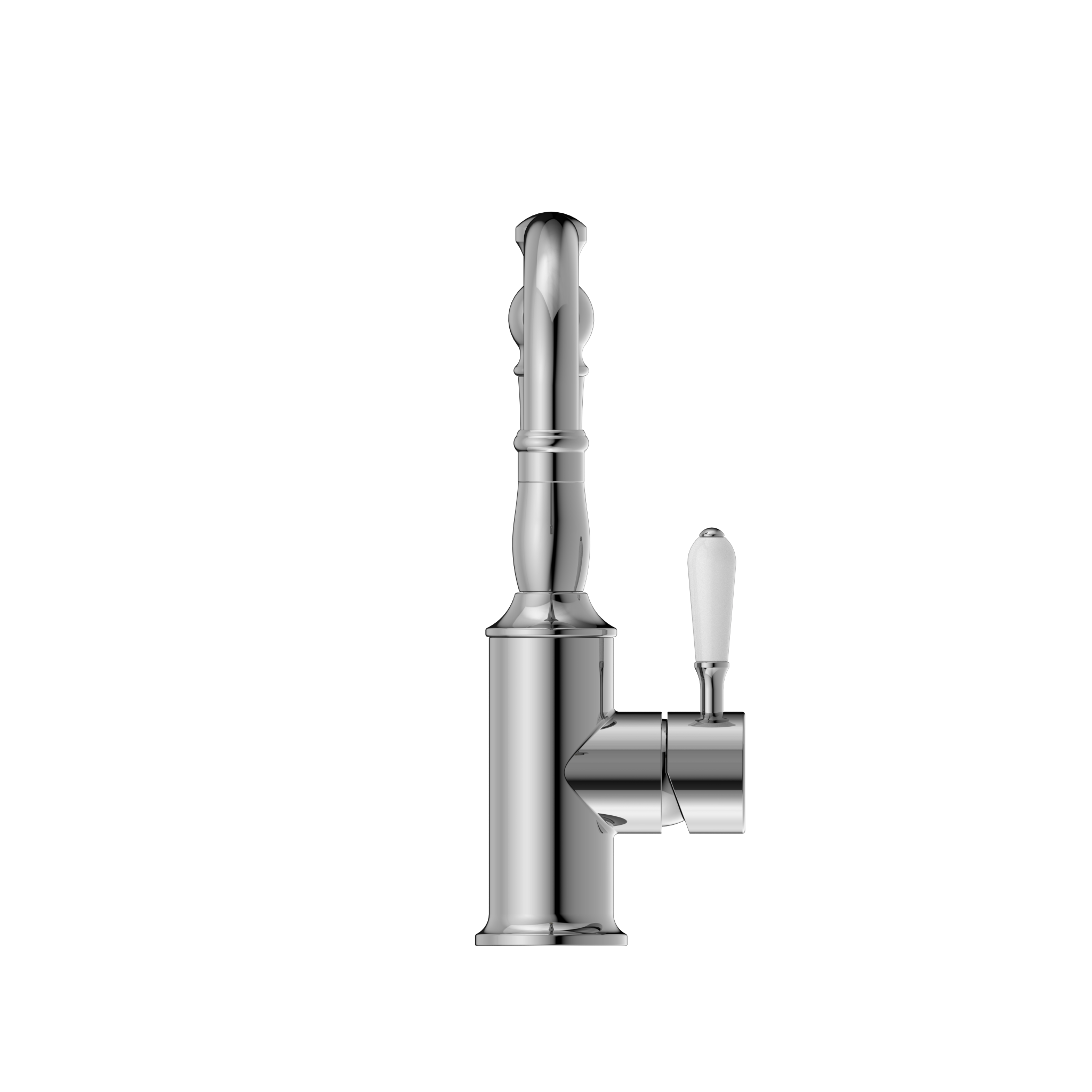 York Basin Mixer With White Porcelain Lever Chrome
