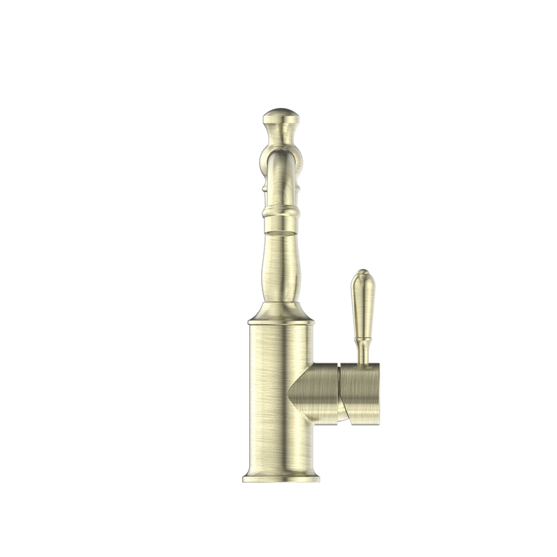 York Basin Mixer With Metal Lever Aged Brass