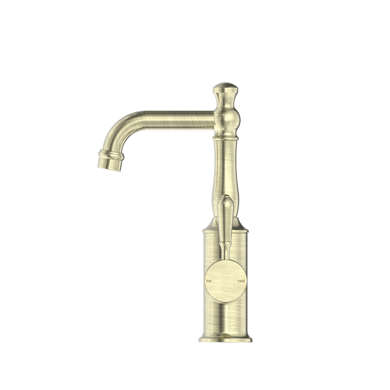 York Basin Mixer With Metal Lever Aged Brass