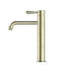York Straight Tall Basin Mixer With Metal Lever Aged Brass