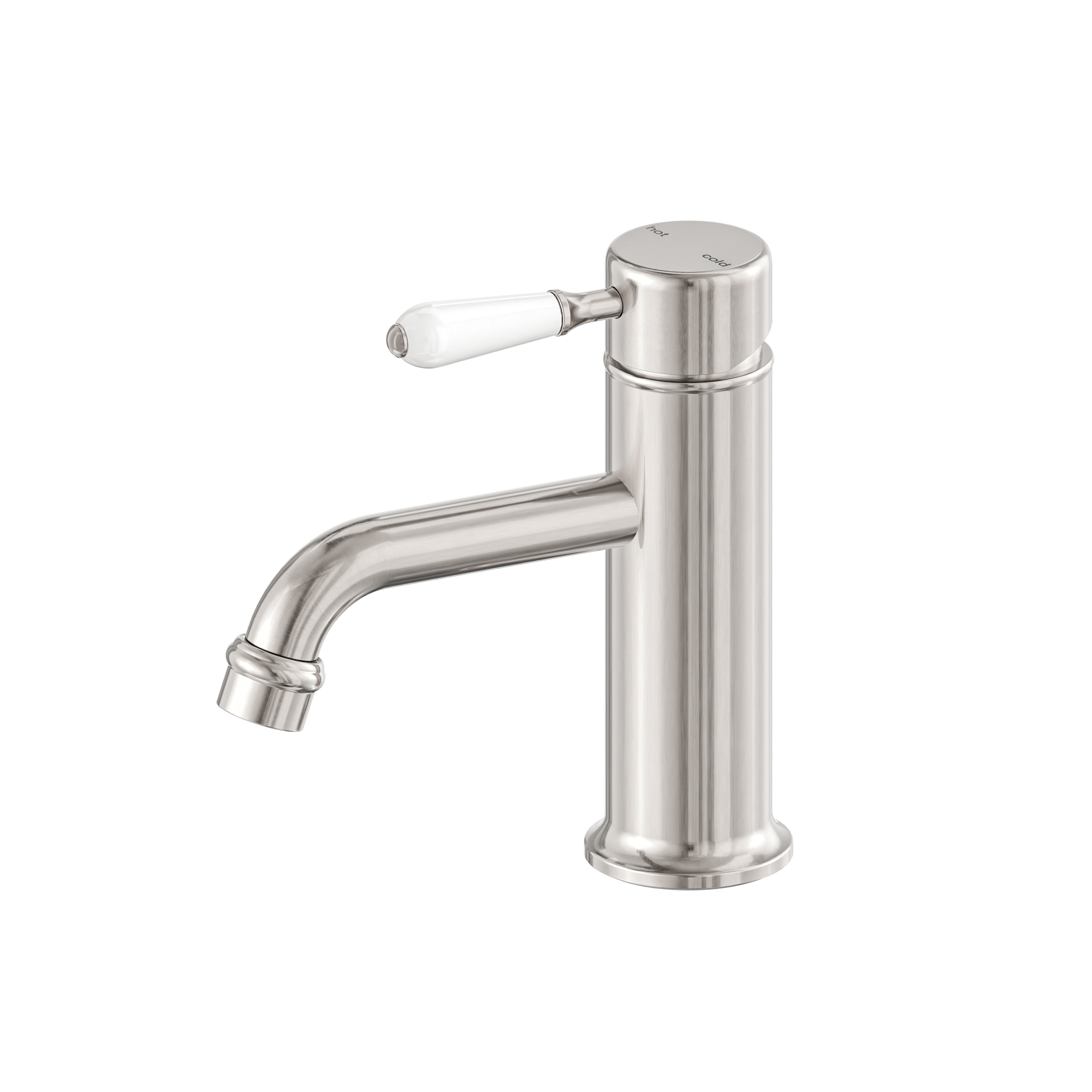 York Straight Basin Mixer With White Porcelain Lever