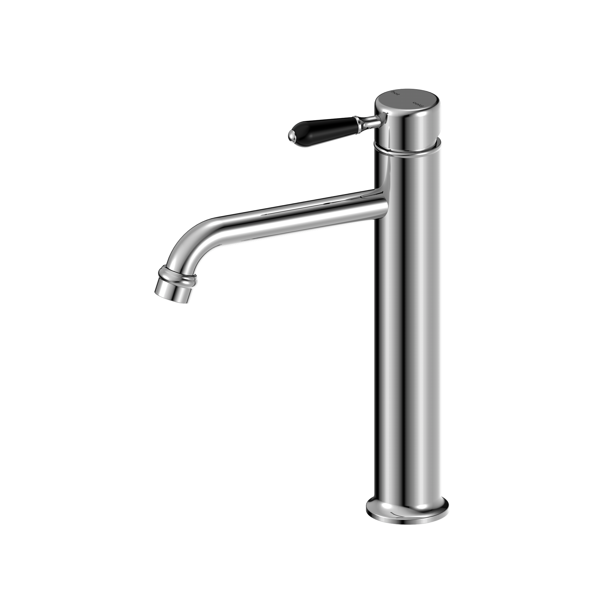 York Straight Tall Basin Mixer With Black Porcelain Lever