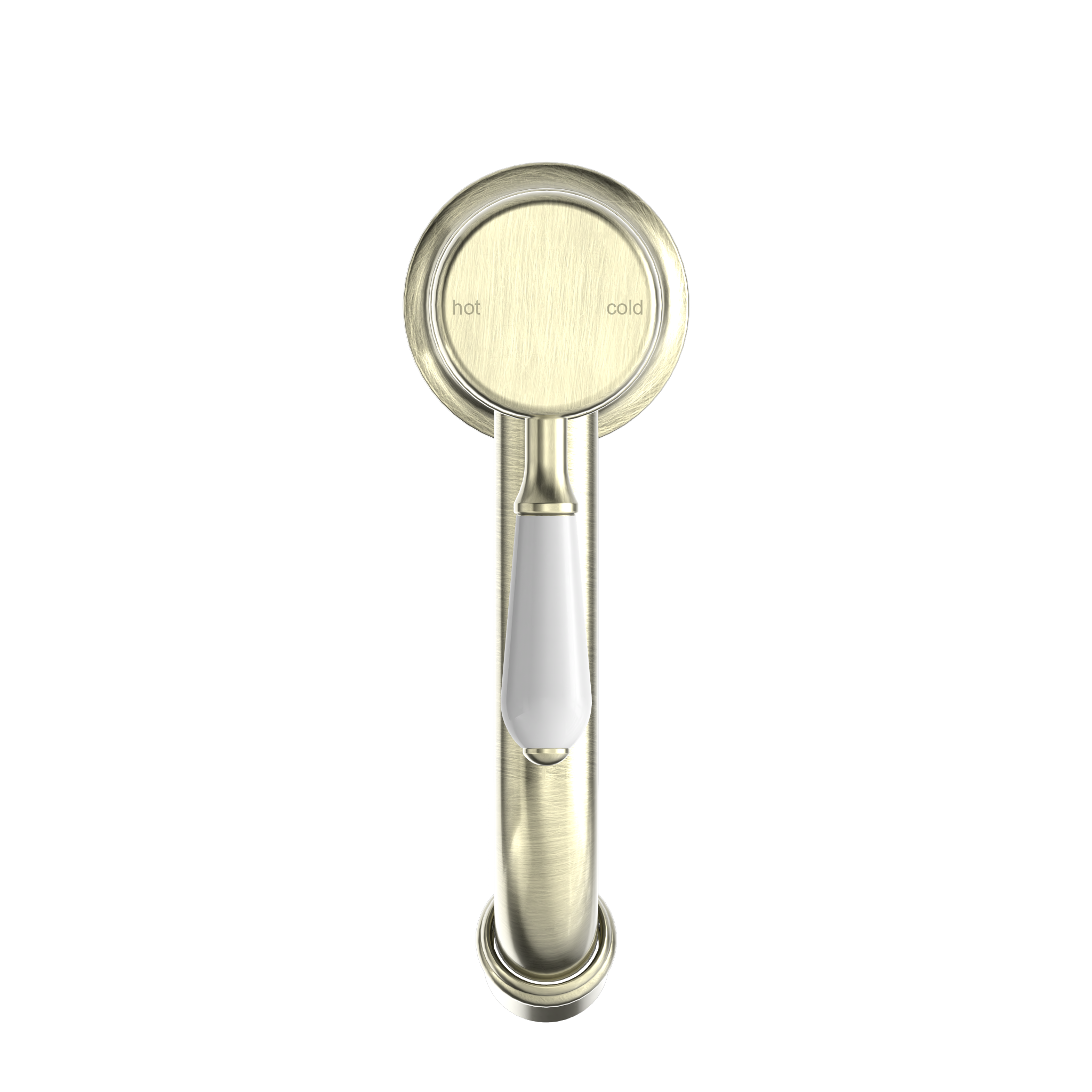 York Straight Basin Mixer With White Porcelain Lever Aged Brass