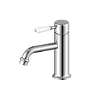 York Straight Basin Mixer With White Porcelain Lever