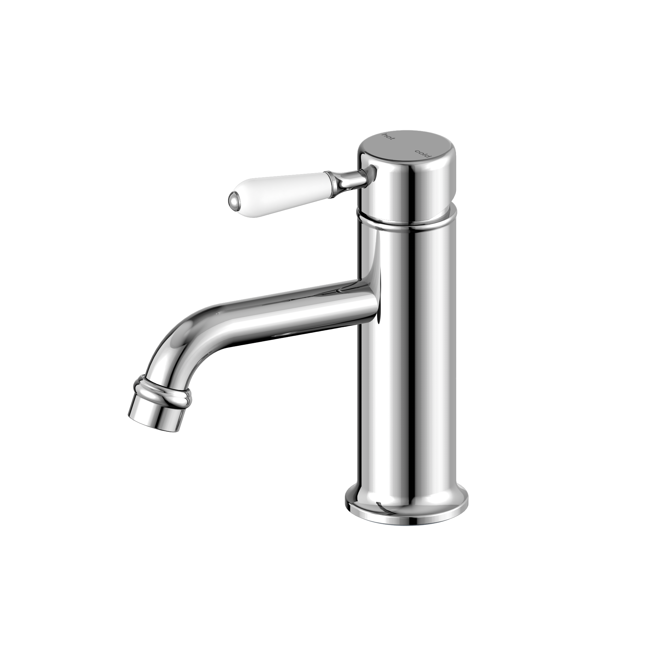 York Straight Basin Mixer With White Porcelain Lever