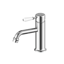 York Straight Basin Mixer With White Porcelain Lever