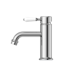 York Straight Basin Mixer With White Porcelain Lever Chrome
