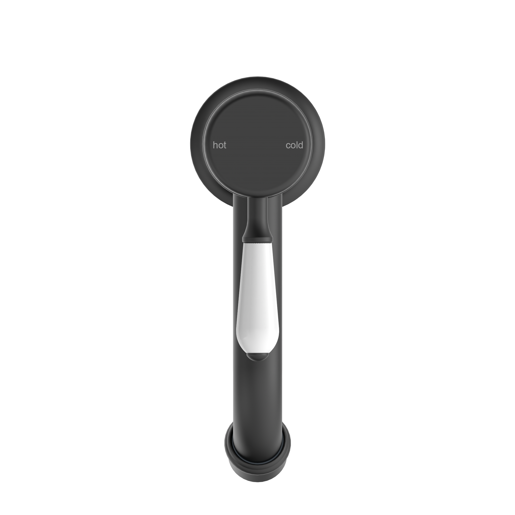 York Straight Basin Mixer With White Porcelain Lever Matte Black