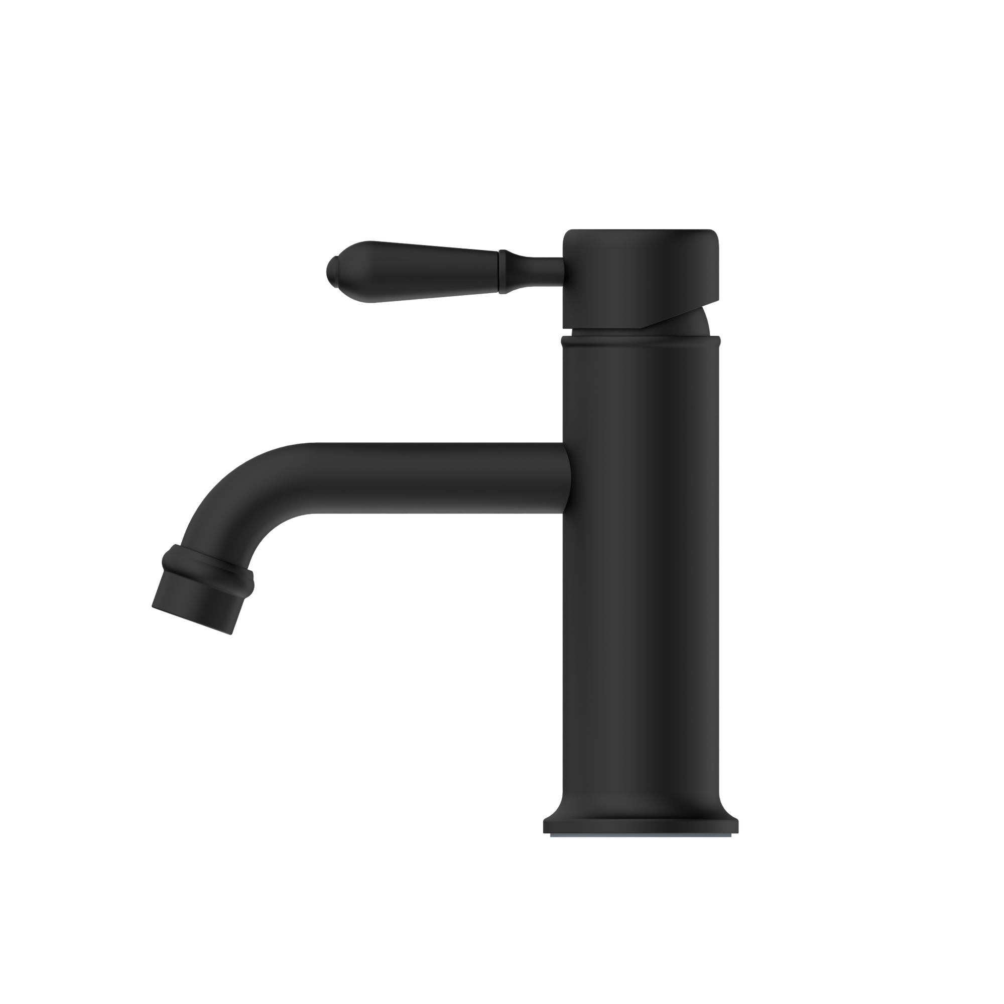 York Straight Basin Mixer With Metal Lever Matte Black