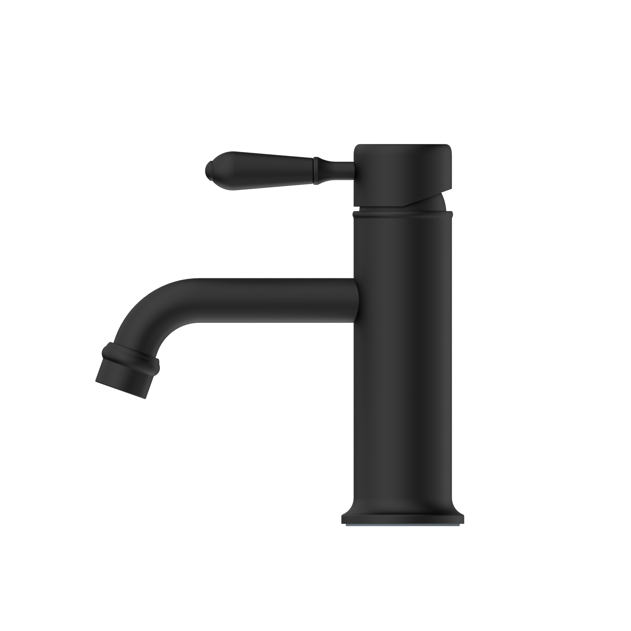 York Straight Basin Mixer With Metal Lever Matte Black