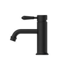 York Straight Basin Mixer With Metal Lever Matte Black