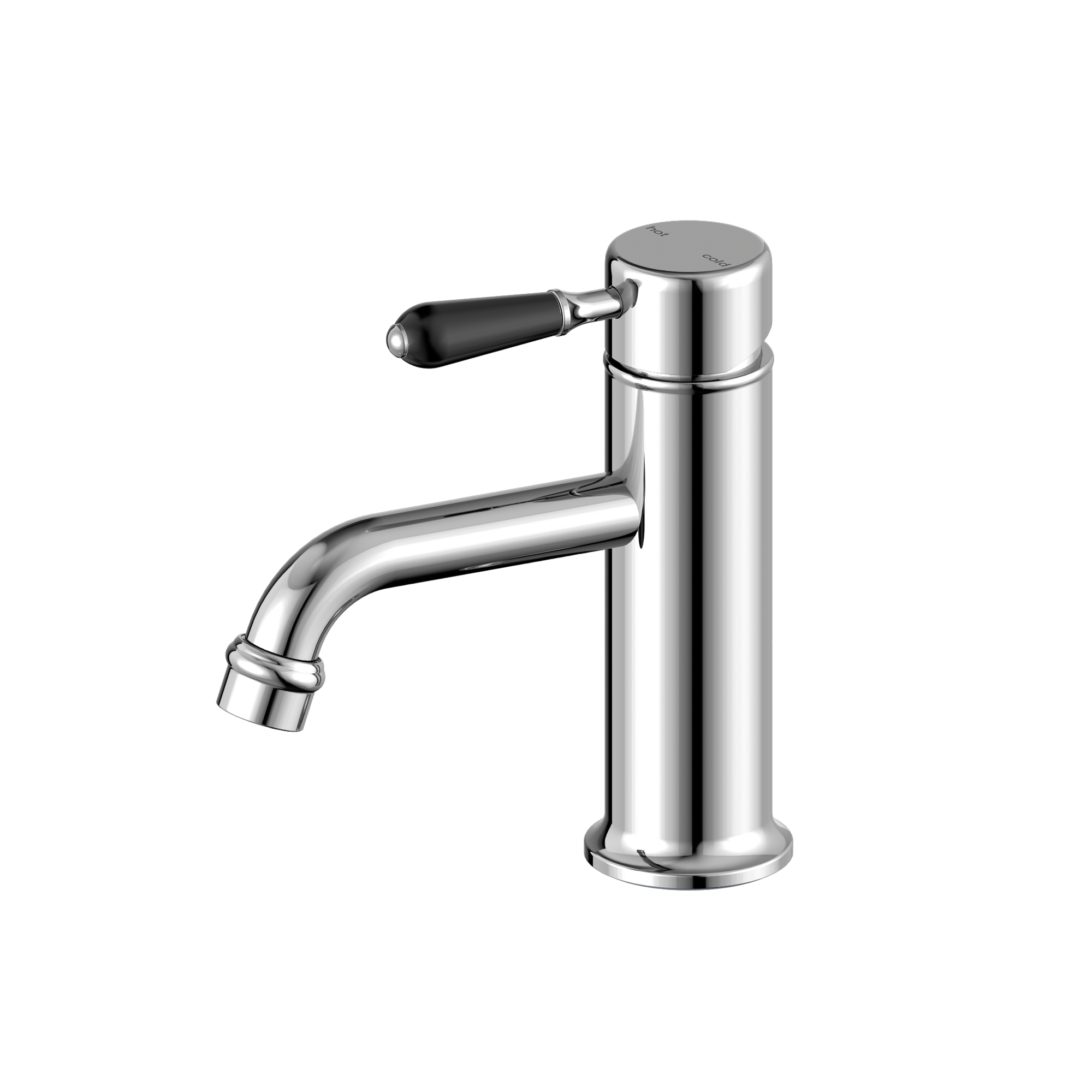 York Straight Basin Mixer With Black Porcelain Lever