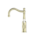York Basin Mixer Hook Spout With White Porcelain Lever
