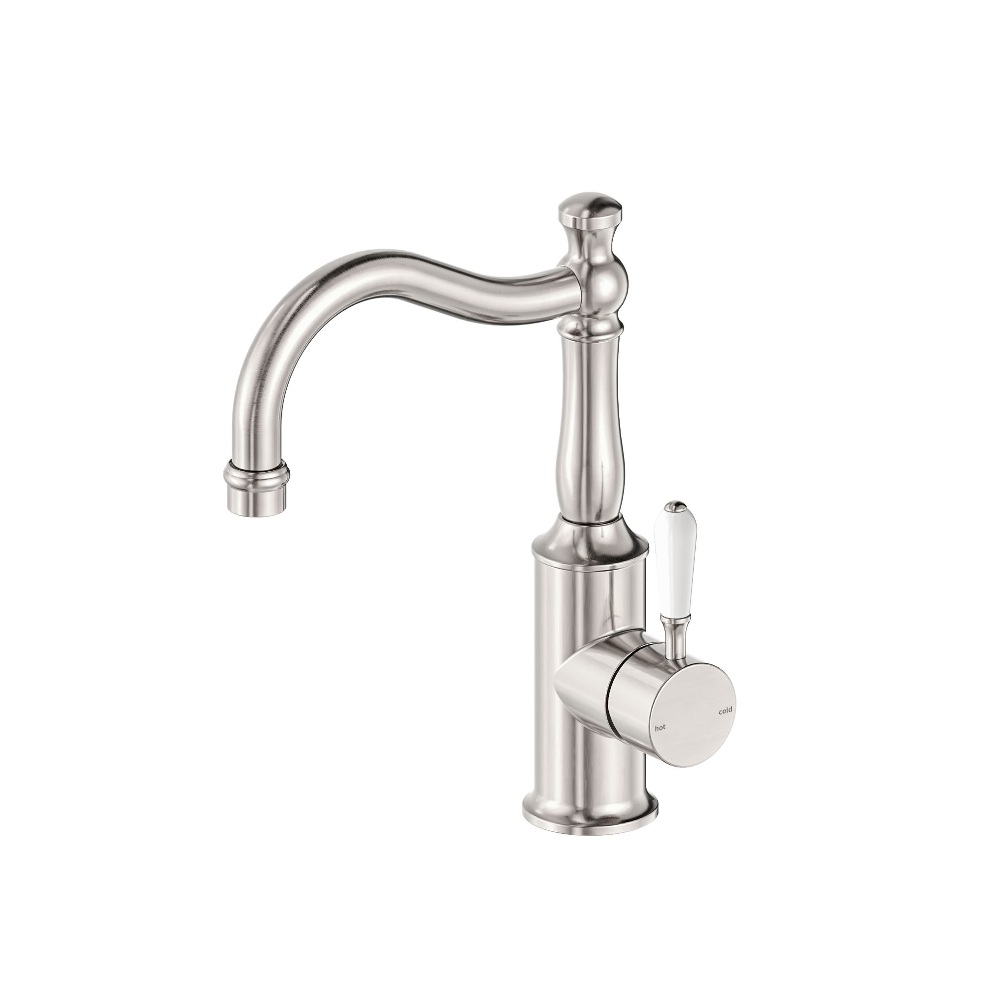York Basin Mixer Hook Spout With White Porcelain Lever