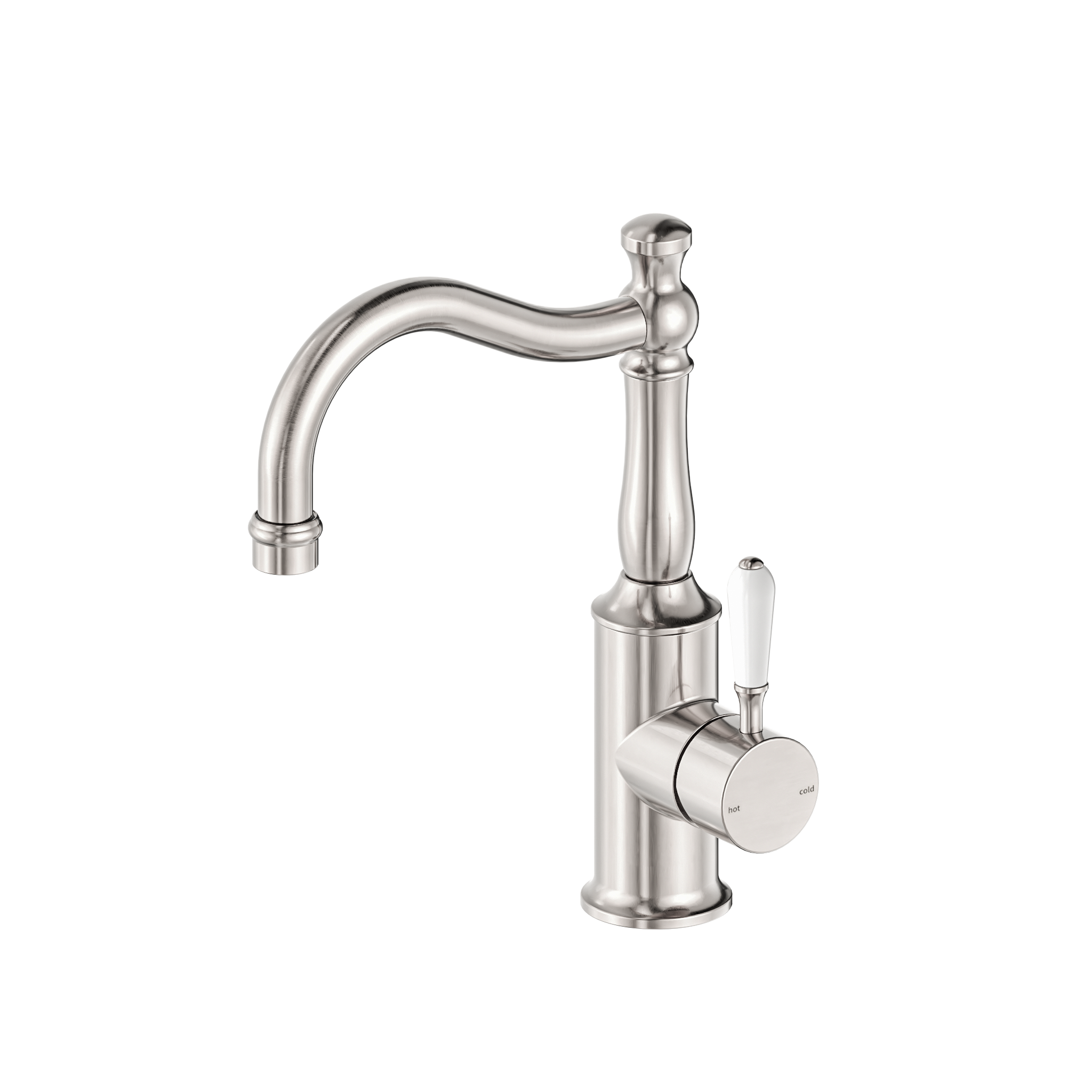 York Basin Mixer Hook Spout With White Porcelain Lever