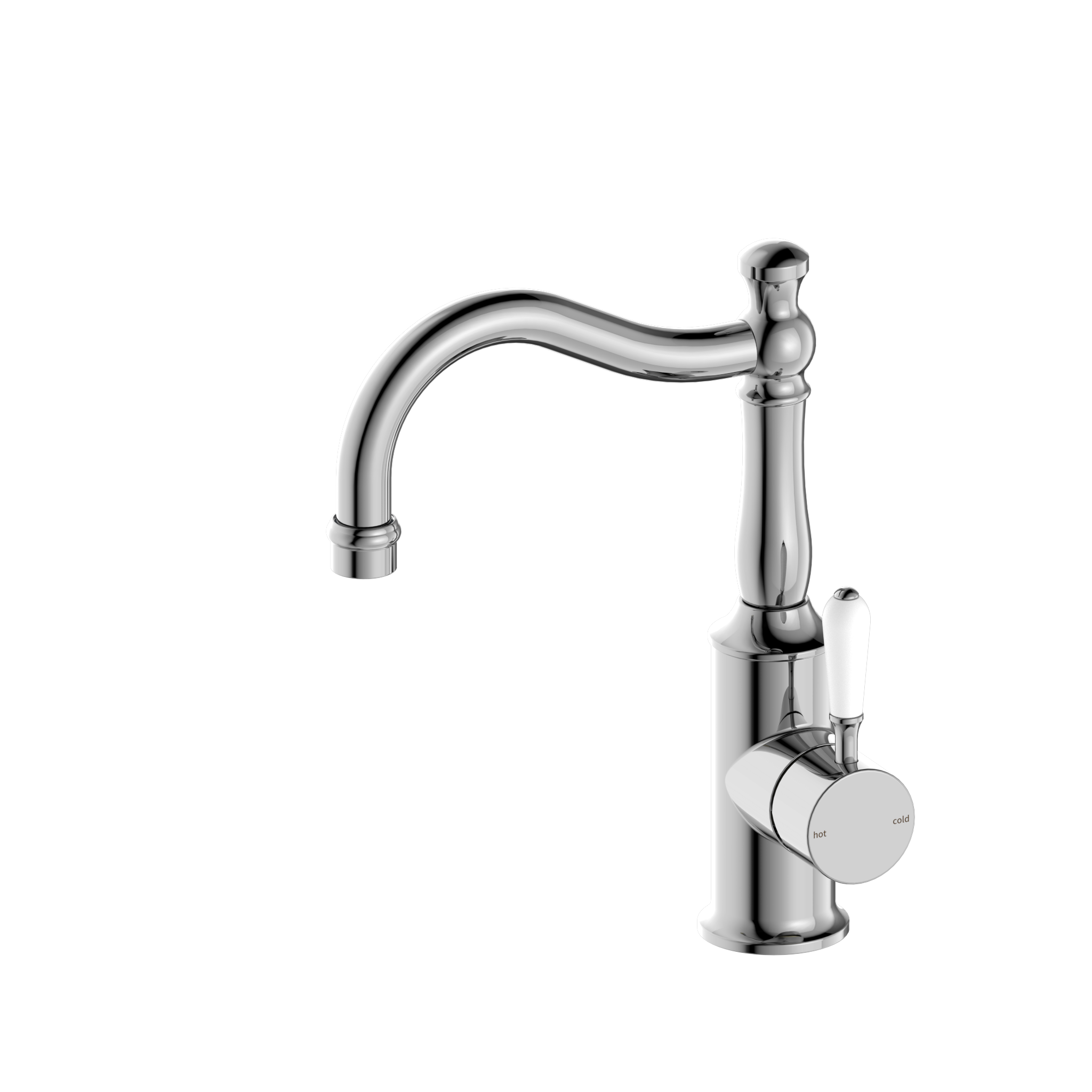 York Basin Mixer Hook Spout With White Porcelain Lever